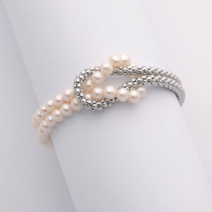 salamone gioielli bracciale perle argento intreccio miluna PBR3178V