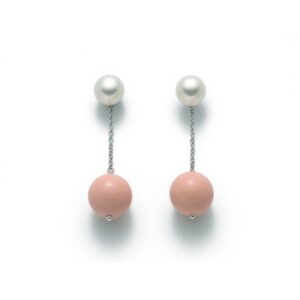 salamone gioielli orecchini donna pendenti con perle e corallo rosa miluna per2067